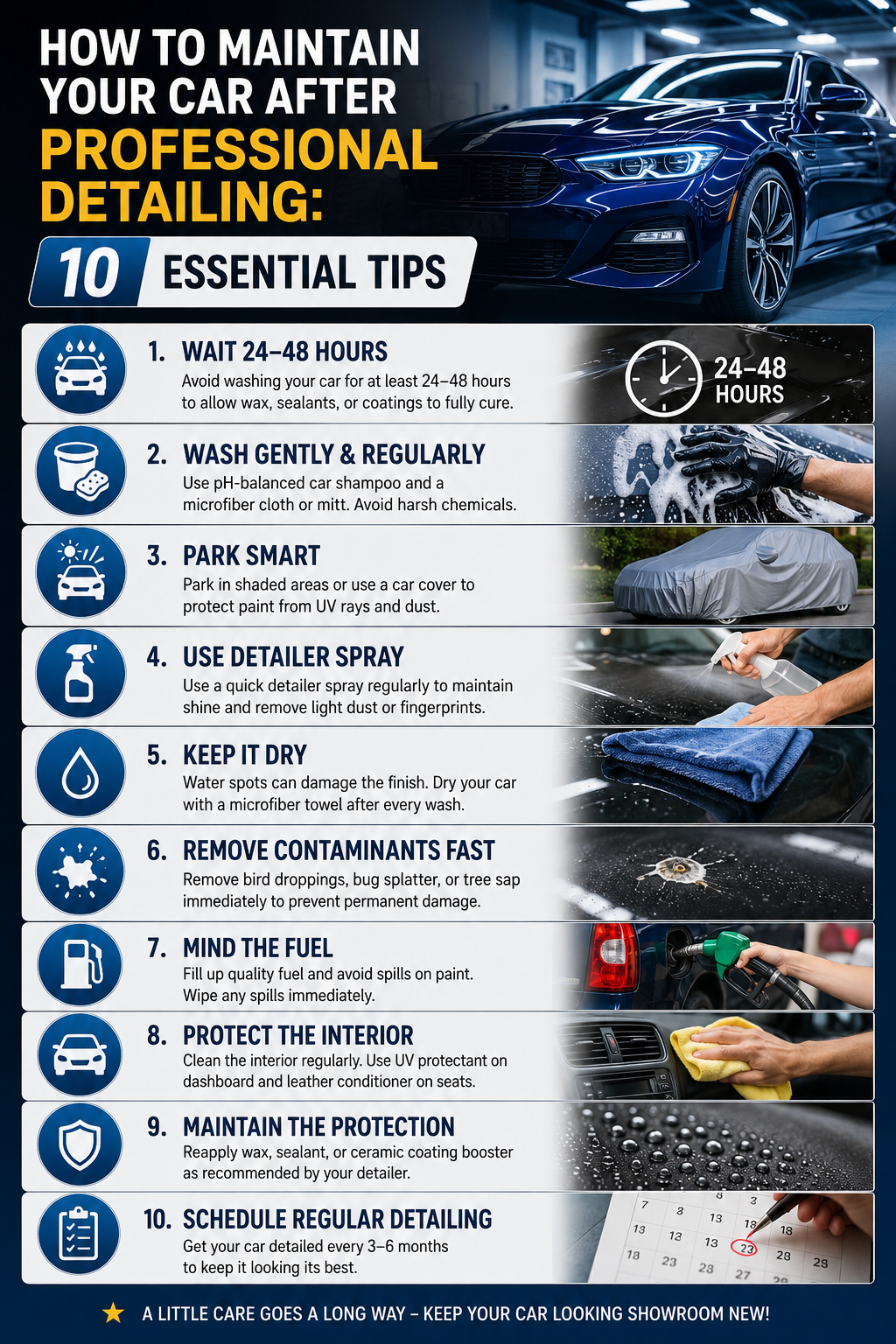 How to Maintain Your Car After Professional Detailing: 10 Essential Tips